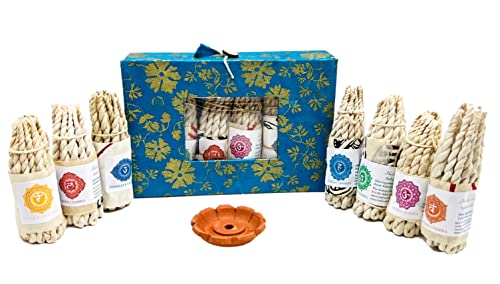 7 Chakra Rope Incense Healing Tibetan Traditional Meditation Incense. Set Of 7 Bundles With Clay Burner #TOP23