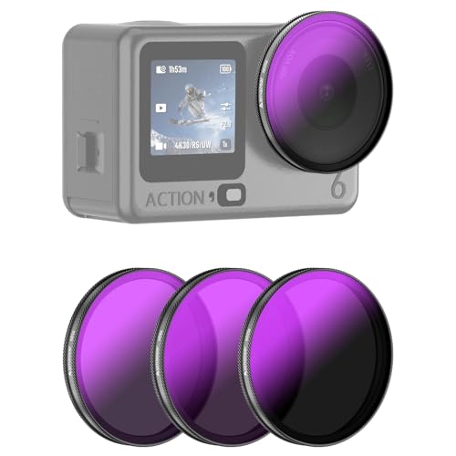 AMAZEAR ND Filters Kit for DJI OSMO Action 6 Accessories (3 Pack), Action6 ND16 ND64 ND256 Optical Glass Pro Lens Filters with Multi Coating for Cinematic Motion Blur and Light Reduction