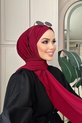 Instant Hijab Scarf for Women – Soft, No-Iron, No-Pins, Ready-to-Wear Hijab – Stretchy & Lightweight Polyester Fabric4