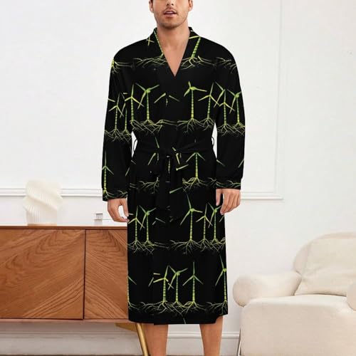 Green Power Premium Soft Robe Long Sleeve Bathrobes V Neck Sleepwear Spa Robes with Belt Men Woman2