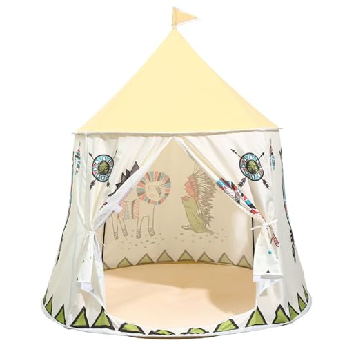 Tente de jeu pour enfants tipi d'intérieur 45,7x48,4" cadeau d'anniversaire idéal avec coussin