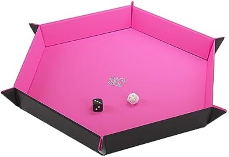 Magnetic Dice Tray - Take Control of Your Roll! Compact and Versatile Dice Tray for Tabletop Games and Board Games, Hexagonal Shape, Black/Pink Color, Made by Gamegenic