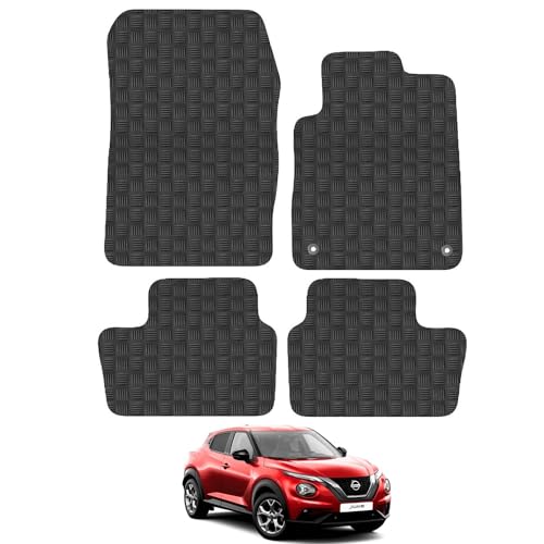 Car Mats for Nissan Juke 2019 Onwards Tailored Fit Rubber Floor Mat Set Accessory Black Custom Fitted 4 Pieces with Clips - Anti-Slip Backing, Heavy Duty & Waterproof