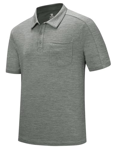 Image of Rdruko Men's Polo Shirts Short Sleeve Quick Dry Outdoor Golf Sports Shirts with Pocket