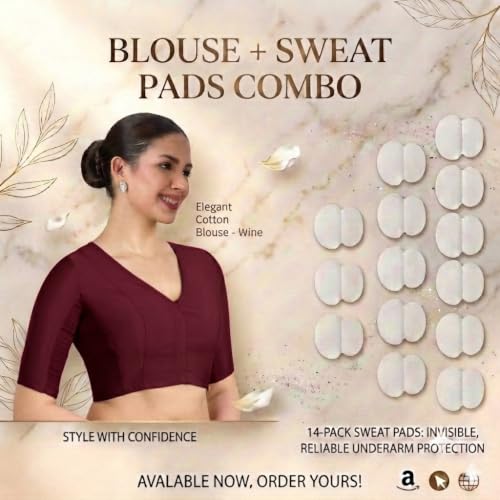 Image of Studio Shringaar Women's Cotton Stretchable (Smocked) Readymade Saree Blouse