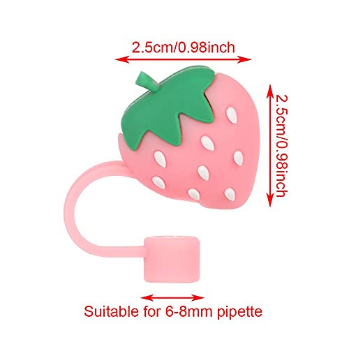 2Pcs Creative Silicone Straw Plug Reusable Drinking Dust Cap Glass Cup Accessories Cartoon Plugs Tips Cover (Strawberry Cap) #TOP1