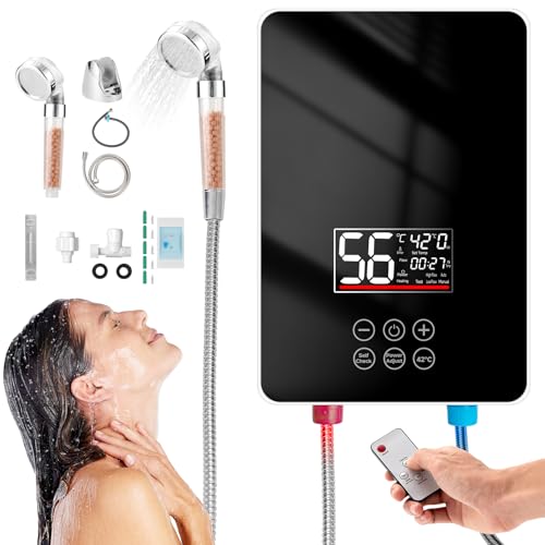 La mejor comparación de lavasecadoras electricas del mes. 49 Calentador de Agua Electrico Instantáneo, MTQ Boiler Electrico con Pantalla Digital Táctil y Control Remoto,6KW 110V, Calentador de Agua Termostático IPX4 con Ducha de Mano,...