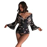SENJIY sexy kimono lingerie for women costume Anime cosplay robe Cute open front Deep V-Neck Floral Pattern short dress japanese Yukata Anime Side Slit suit Sleepwear Pajamas outfit set blue