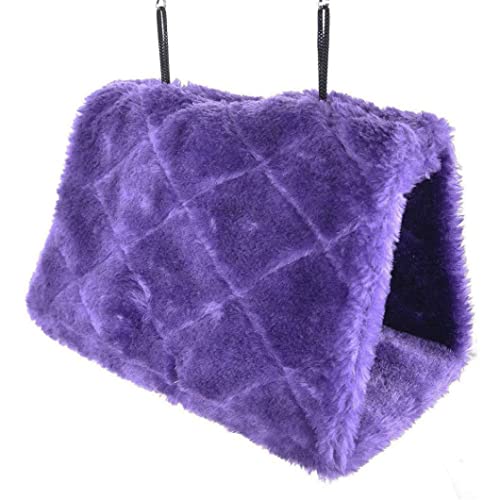 Hamaca para loro, cama colgante para pájaros, suave, de invierno, juguetes para jaula, periquitos, cacatúas, tortolitos, morado