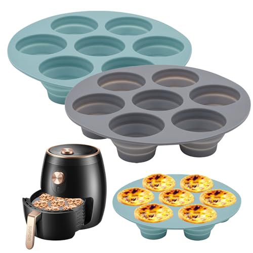 liuer Molde para Magdalenas,2 Plegable Molde de Silicona para 14 Magdalenas,Bandejas para Hornear Muffin con Recubrimiento Antiadherente,para Muffins,Cupcakes,Elaboración de Pudding