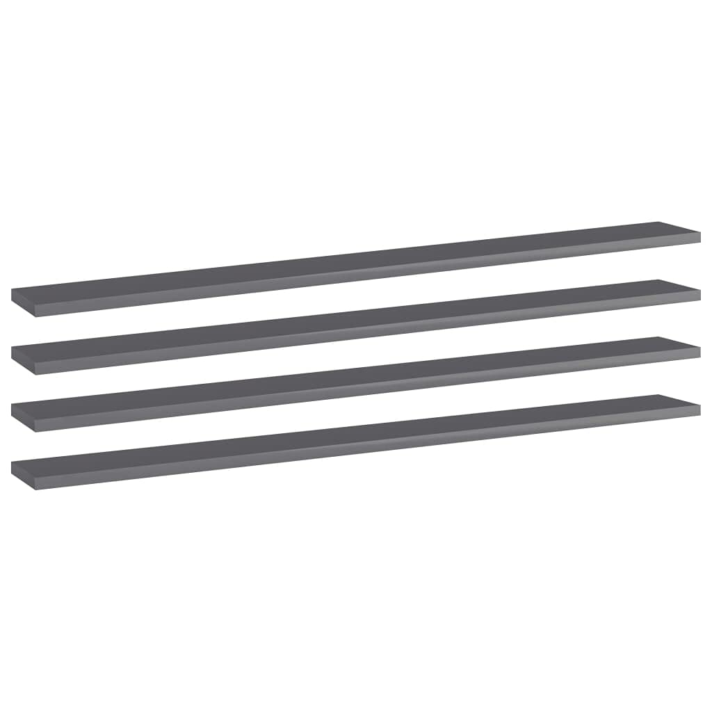 vidaXL 4x Bookshelf Boards Living Room Kitchen Furniture Shelf Accessory Extra Shelf Panel Replacement Bookshelf Board High Gloss Grey Engineered Wood โ image 1