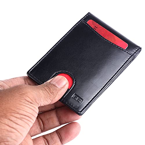 Image of Brooklyn Bridge Premium Leather Money Clip Wallet - Slim Front Pocket RFID Blocking Card Holder with Gift Box for Men