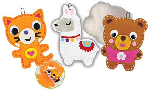 3 Pk DIY Kit My First Sewing Kit for Kids Girls Boys Preschool Sewing Kits Projects Animal Sewing Kits for Kids Craft Kits for Kids Sewing Kit Art Projects for Kids Felt Animals Sewing for Beginners