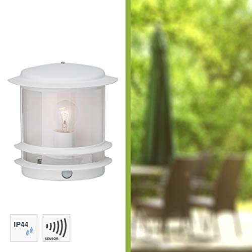 Brilliant AG 47897/05 Hollywood Applique Murale Extérieure avec Détecteur Aluminium/Plastique 60 W E27 Blanc