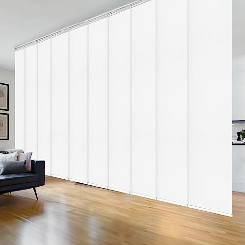 Laci White 10-Panel Double Rail White Panel Track Extendable 120"-218" W x 94" H, Panel Width 23.5"
