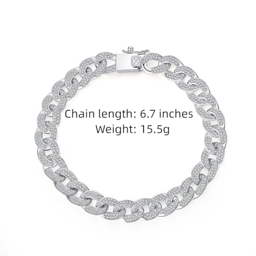 18K White Gold Cuban Bracelet Women's Full Diamond Bracelet Fashion Tennis Bracelet Women's Gift2