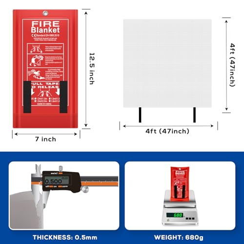 Miniatura 6 de Flasld Manta Ignífuga Para El Hogar Y La Cocina, Mantas Ignífugas De Emergencia Para Personas, Protección Ignífuga Y Aislamiento Térmico 120 Cm X 120 Cm
