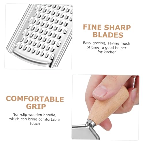 Rallador de acero inoxidable con mango de madera para cocina miniatura 5