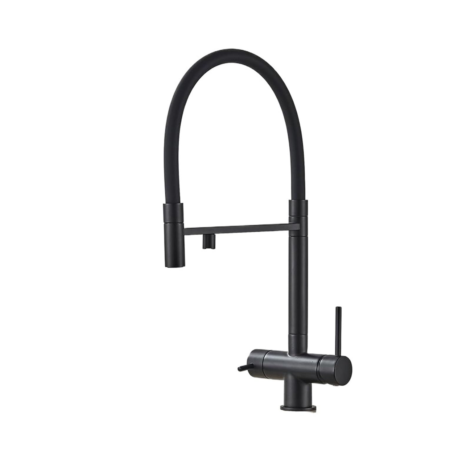 3in1 Kitchen Water Filter Faucet Dual Spout Pure Drinking Water Mixer Tap Rotation Water Purification Feature Taps Kitchen Crane(Matte Black)