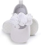 BENHERO Baby Infant Girls Soft Sole Floral Princess Mary Jane Shoes Prewalker Wedding Dress Shoes(0-6 Months Infant A/White)