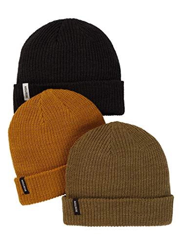 Burton Mens DND Beanie 3-Pack, True Black/Martini Olive/Wood Thrush, One Size