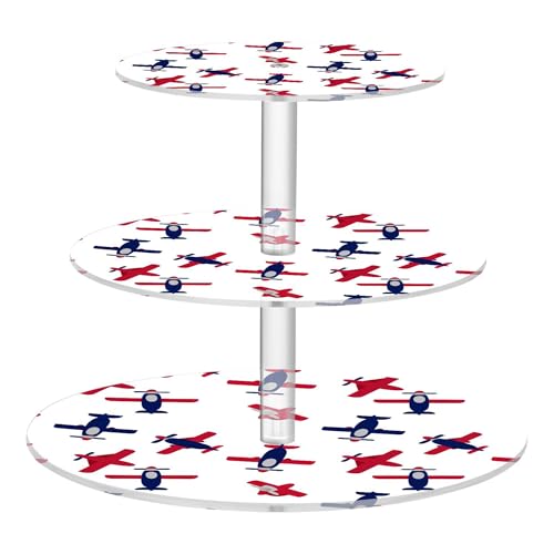 PYBUG Airplanes 3 Tier Acrylic Cupcake Stands Tower,Dessert Table Display Set for Tea Party,Wedding,Birthday, Baby Shower