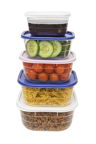Terryshop74 Kit 5 Contenitori Salva Freschezza 360-500-800-1100-1500 ml con Coperchio – Plastica per Alimenti – Lavabili, Microonde, Freezer, conserva e mette in ordine