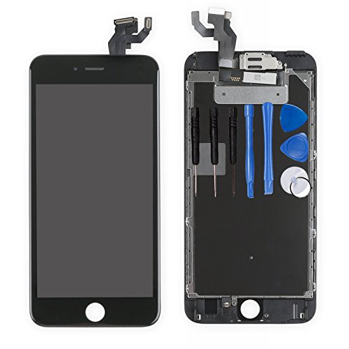 for iPhone 6s Plus Digitizer Screen Replacement Black - Ayake 5.5'' Full LCD Display Assembly with Front Facing Camera, Earpiece Speaker Pre Assembled and Repair Tool Kits