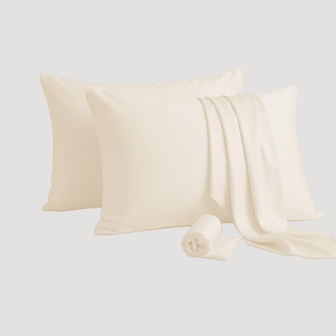Ziya Homes Pillow Cases 2 Pack - Cream Housewife Pillowcases - 200TC Soft Brushed Microfiber Pillow Covers with Envelope Closure (50 x 75 cm)