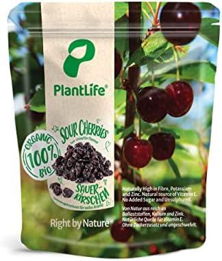 PlantLife Organic Sour Cherries 1kg  Raw, Pitted, Sun-Dried and Natural cherries  100% Recyclable