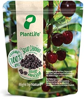 PlantLife Organic Sour Cherries 1kg  Raw, Pitted, Sun-Dried and Natural cherries  100% Recyclable