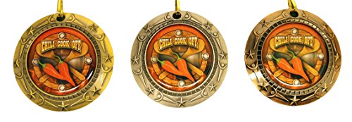 Decade Awards Chili Cook-Off World Class Medal with Red, White & Blue v-Neck Ribbon/Chile Cook Off