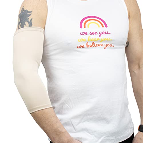 Image of Spoonie Threads BEIGE Unisex Ultra Support Sleeve 2-Pack, PICC Line Cover, Continuous Glucose, Insulin Monitoring, Infusion, Soft and Sweat-Wicking Arm Band SMALL