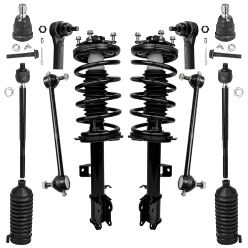 Image of Detroit Axle - 12pc Front Suspension Kit for 2001-2004 Ford Escape Mazda Tribute 2 Struts w /Coil Spring 2 Lower Ball Joints 4 Inner & Outer Tie Rods 2 Sway Bar Links 2 Boots 2002 2003 Replacement