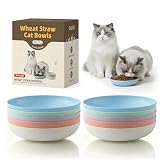 OLULU 10 Pack Cat Bowls, Whisker Friendly Kitten Dishes, Durable Wheat Straw Cat Food Bowls for Indoor Outdoor Cats