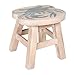 Sea Island Imports Blue Crab Design Hand Carved Acacia Hardwood Decorative Short Stool