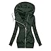 Pianshanzi Wintermantel Damen Kapuze Übergangsjacke Leicht Parka Outdoorjacke mit Einstellbarer Kordelzug Mäntel Winter Warme Kapuzenjacke Reißverschluss Sweatshirt Langarm Kapuzenpullover