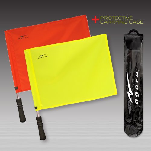 Agora Pro Line Premium Regulation Soccer Referee Flags With Case, Red/Yellow #TOP4