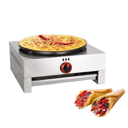 CrêPe-Maker, 15" Multifunktionale Antihaft-Gas-Pfannkuchenmaschine Kommerzielle Runde CrêPe-Grillplatte Lpg-Heizung Flacheisenplatte Pfannkuchenmaker, EdelstahlgehäUse