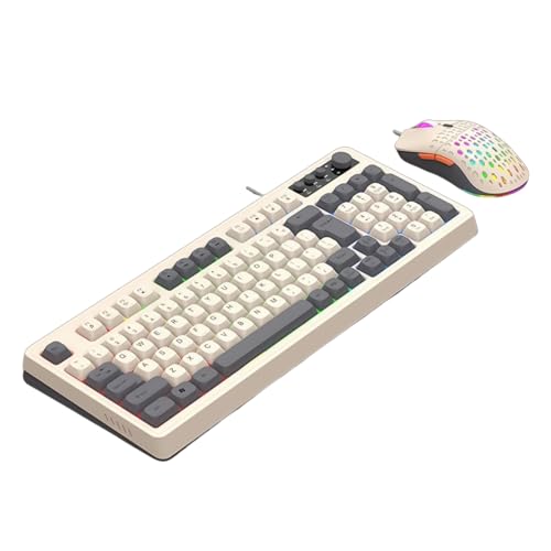 Clavier ergonomique avec souris ARGB rétroéclairé 98 touches filaire USB pour PC