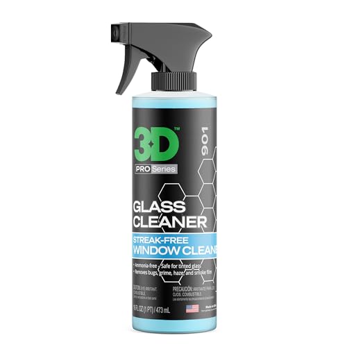 3D Glass Cleaner - Ready to Use, Tint Safe, Streak Free Glass Cleaner - 16oz.