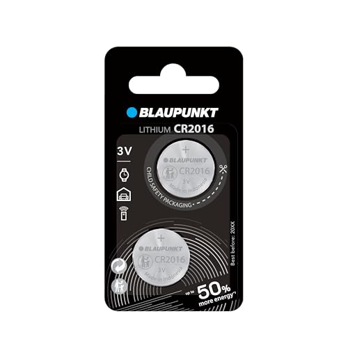 BLAUPUNKT CR2016 coin lithium batteries, 3V, pack of 2, best for car keys, watches and heart rate monitors