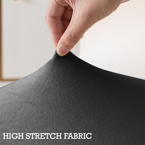 Image of HOKIPO Premium Velvet Stretchable Foot Stool Cover Ottoman Slipcover, Dark Grey (NEW-4801-DGRY)