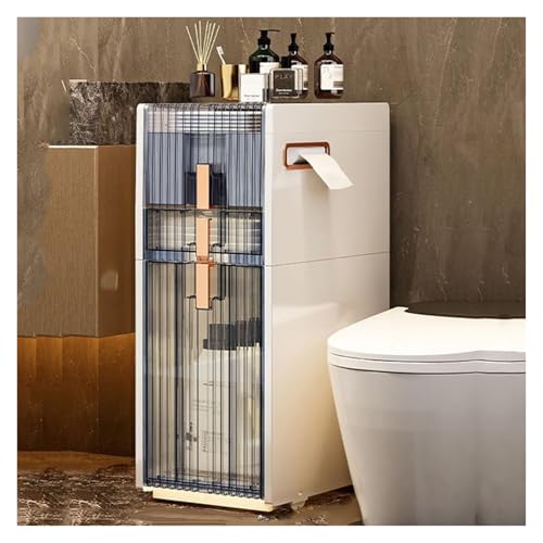 Meuble de rangement pour salle de bain, organiseur latéral d'évier en PVC – 3 niveaux étroits de rangement pour papier toilette pour petits espaces
