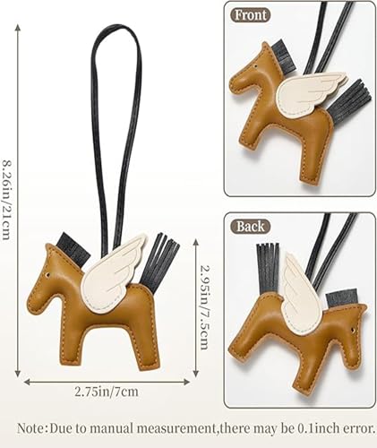 Image of NHCDFA 2PCS Bag Charms for Women, Leather Keychain Set with Angel Pegasus Design, Brown and Purple Color Combination for Handbags and Accessories, Two Pieces Included for Stylish Daily Use