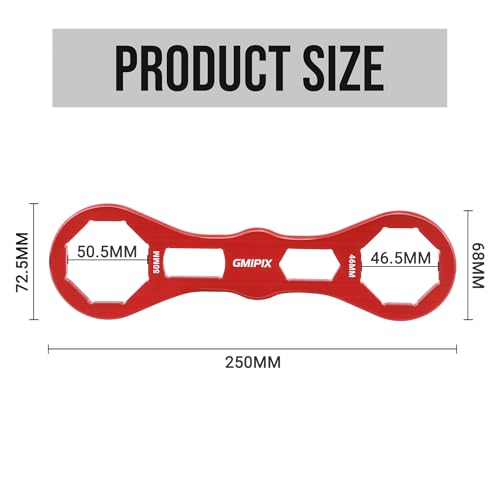 Image of 46mm 50mm Fork Cap Wrench for Octagonal Motorcycle Fork Tube Cap Bolts Install and Removal Tool (Red)