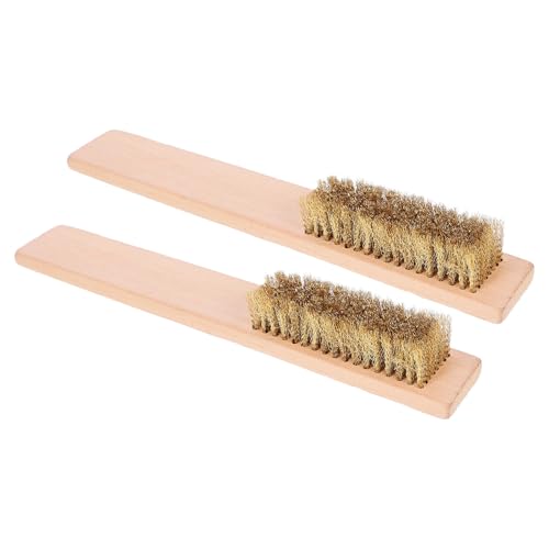 PACKOVE Cepillo para Limpiar Cera de Snowboard y Esquí Mango de Madera y Cerdas de Cobre, Portátil y Ligero para Uso en Baño y Cocina, Pack de 2 Unidades