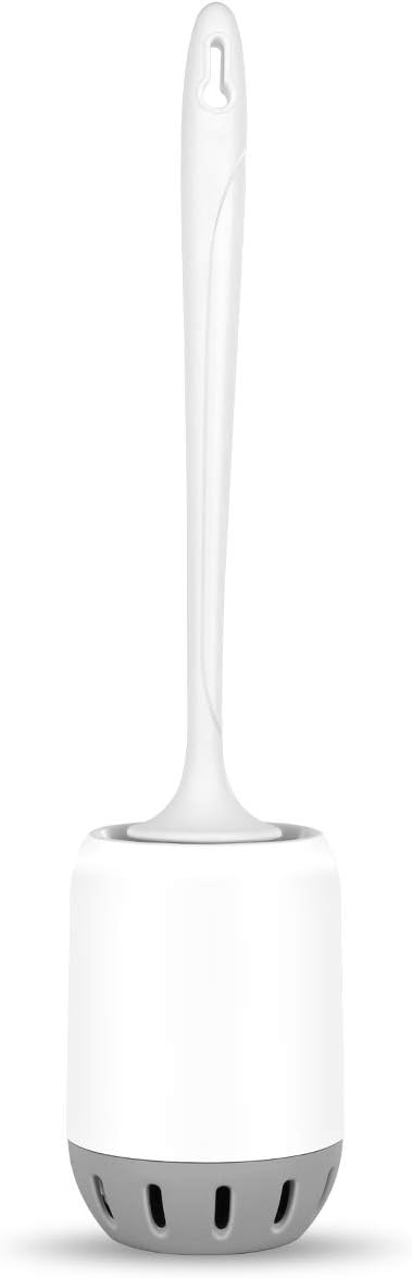 Toilet Brush and Holder with Strong Bristles for Bathroom, Toilet Bowl Cleaner Brush Set, Space Saving, Sturdy, Deep Cleaning Toilet Bowl Brush with Holder - White