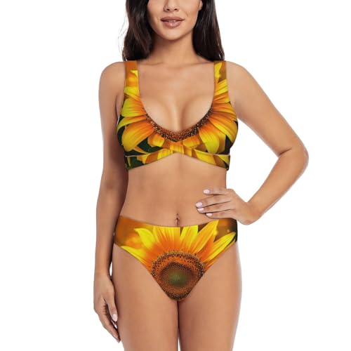 Maillot de bain deux pièces femme tournesol orange galbant et confortable