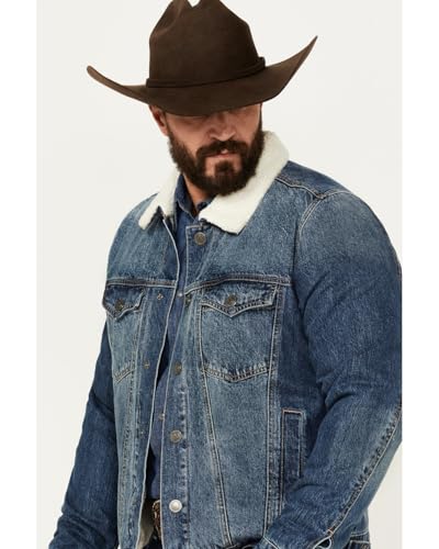 Cody James Men's Medium Wash Snap Sherpa Denim Jacket - Cjho23o81-Mdw2
